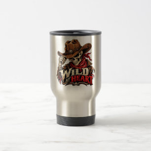 Caneca Térmica Desenho Western de Cowboy Esqueleto Alma Selvagem