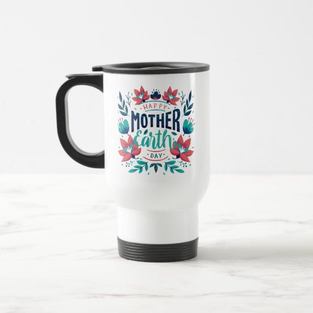 Caneca Térmica Design- 23184, Dia da Mãe Terra Desenhada à Mão (Esquerda)