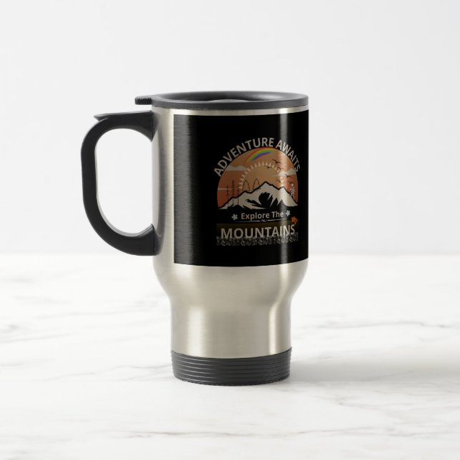 Caneca Térmica design "Adventure Await-Explore as montanhas" (Esquerda)