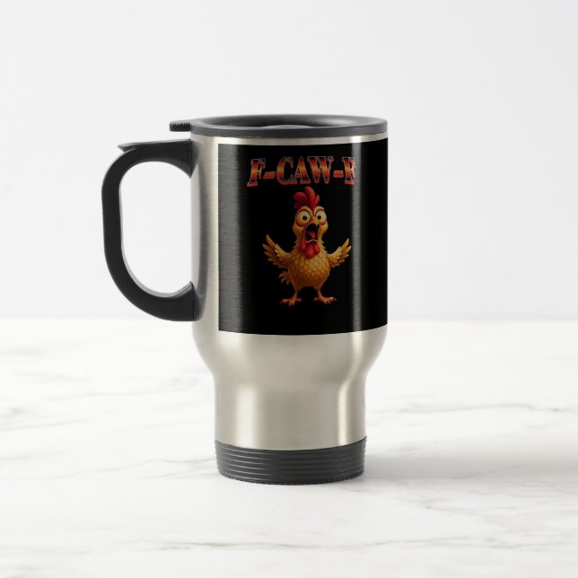 Caneca Térmica Design Clássico Estético de Frango Divertido F Caw (Esquerda)