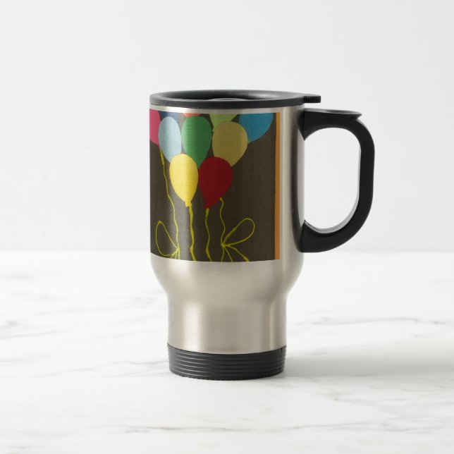 Caneca Térmica Design de Arte Gráfica dos Balões de Aniversário C (Direita)