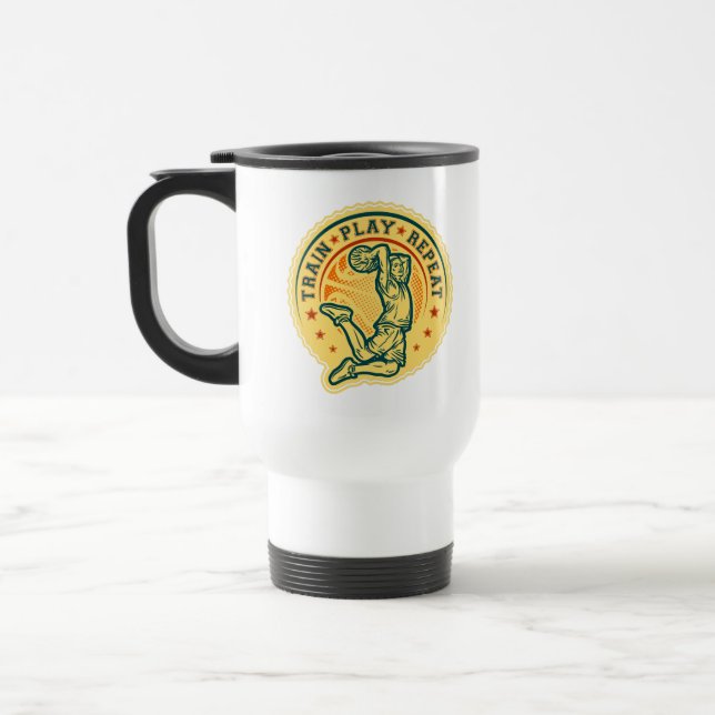 Caneca Térmica Design de basquetebol Slam Dunk Vintage (Esquerda)