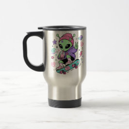 Caneca Térmica Design de Chá de Bolhas Alien Kawaii Skater