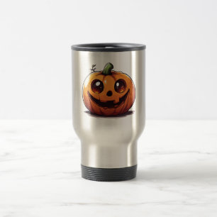 Caneca Térmica Design de desenho animado de abóbora de Halloween