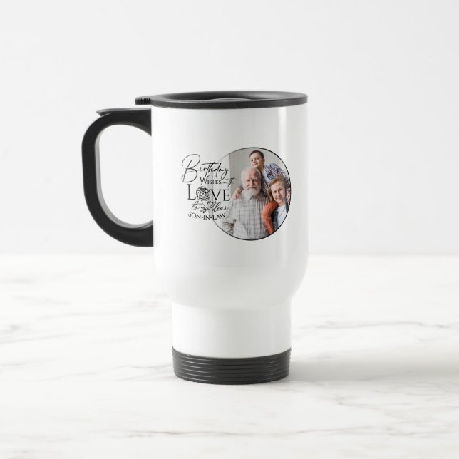 Caneca Térmica Design de Foto com Caligrafia de Aniversário para  (Esquerda)