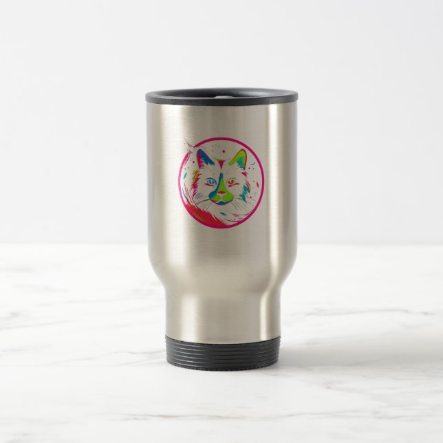Caneca Térmica design de gato fofo (Centro)
