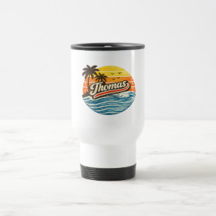 Caneca Térmica Design de Nome Thomas Retro Pôr do Sol