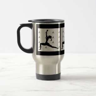 Caneca Térmica Design de Yoga Preta/Caneca de viagem ao trabalho/