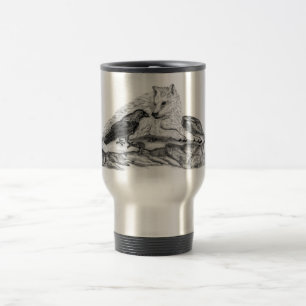 Caneca Térmica Design preto e branco do lobo e do corvo