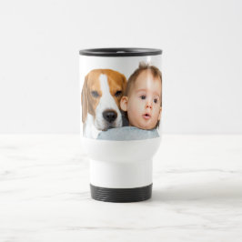 Caneca Térmica Design Seu Próprio Bebê E Pet Foto White Mug