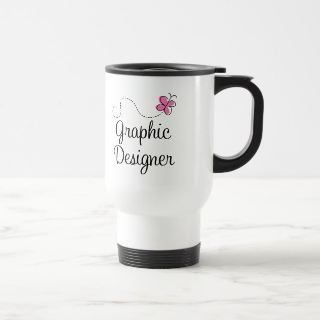 Caneca Térmica Designer gráfico cor-de-rosa bonito (Direita)