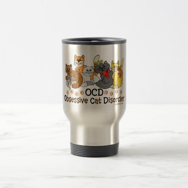 Caneca Térmica Desordem obsessiva do gato de OCD (Centro)