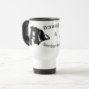Caneca Térmica Detida Por Um Cão Engraçado Da Fronteira Collie