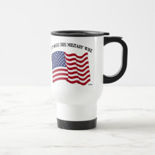 Caneca Térmica DEUS ABENÇOE ESTA ESPOSA MILITAR com a bandeira do