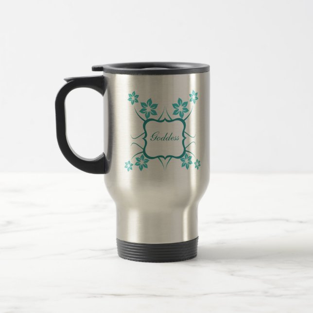 Caneca Térmica Deusa Floral Mug, Turquesa (Esquerda)