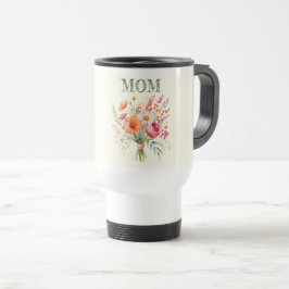 Caneca Térmica Dia das Mães Buquê de Flores Colorido Floral Mamãe