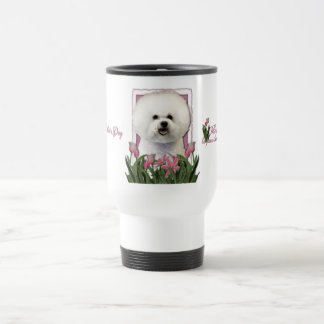 Caneca Térmica Dia das mães - tulipas cor-de-rosa - Bichon Frise