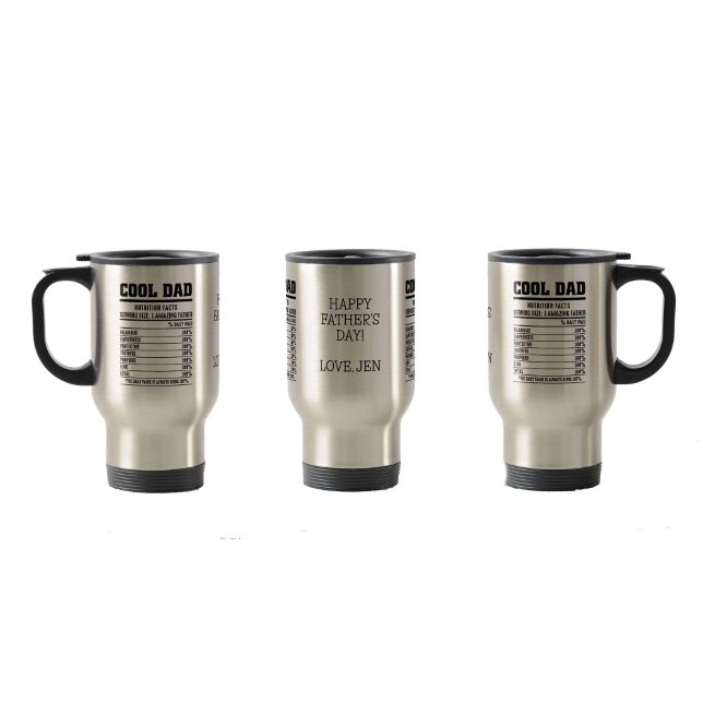 Caneca Térmica Dia de os pais preto e branco do Pai legal (Criador carregado)