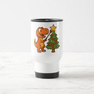 Caneca Térmica Dinossauro fofo com árvore de Natal