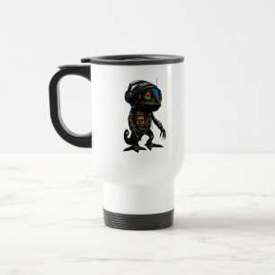 Caneca Térmica DJ Futurístico Arte Cyberpunk Camaleão