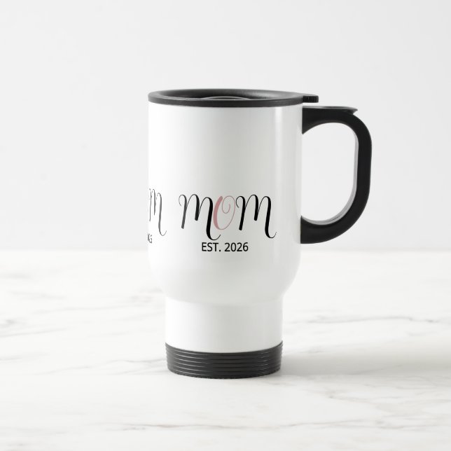 Caneca Térmica DMom Established Black Pink Script New Mom Gift (Direita)