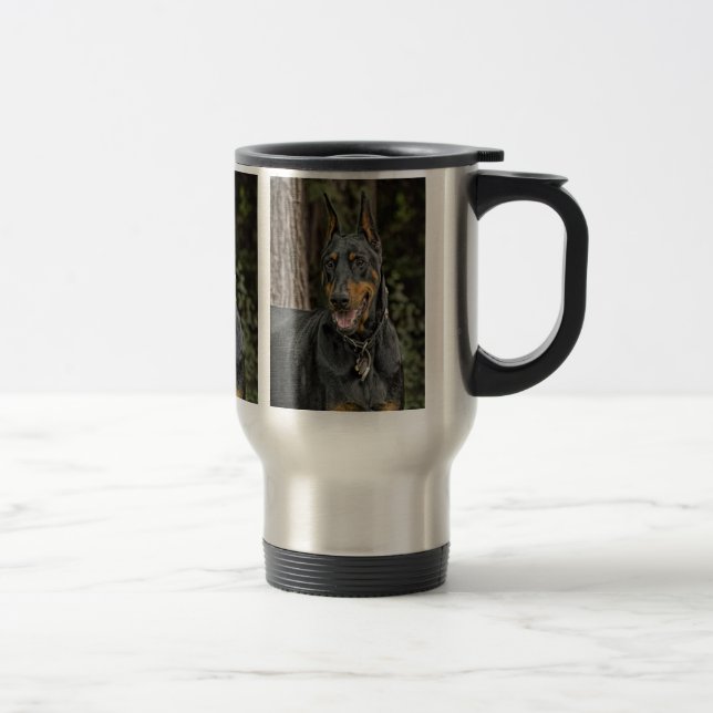 Caneca Térmica Doberman na floresta (Direita)