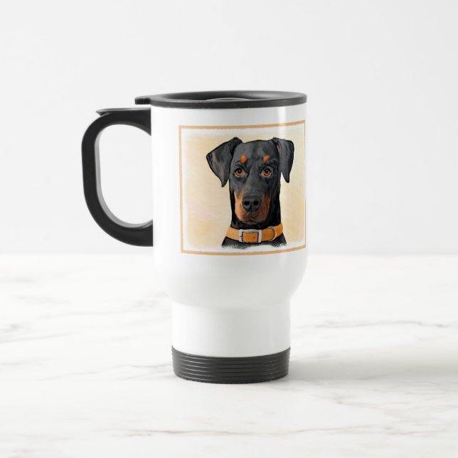 Caneca Térmica Doberman Pinscher Pintura Original Descortada (Esquerda)