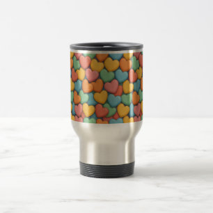 Caneca Térmica doce colorido padrão de coração dia dos namorados