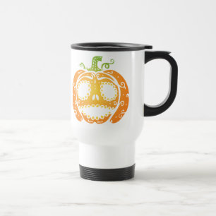 Caneca Térmica Doce Rosto de Abóbora de Halloween