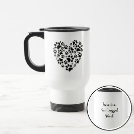 Caneca Térmica Dog Cat Paw Prints Heart Valentine's Day Love