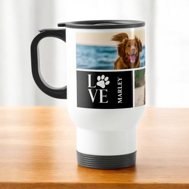 Caneca Térmica Dog Lover 4 Photo Collage Personalized Pet (Criador carregado)