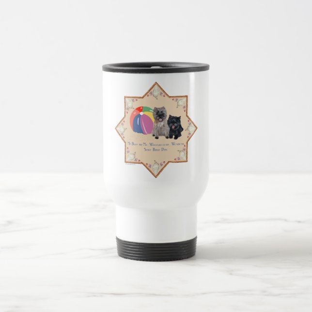 Caneca Térmica Dois Cairn Terriers Conchas Marinhas (Centro)