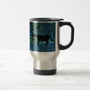 Caneca Térmica Dois Cavalos Rebeldes à Noite no inverno