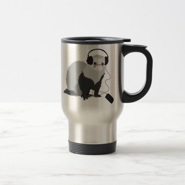 Caneca Térmica Doninha engraçada do melómano (Direita)