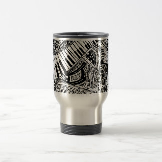 Caneca Térmica Doodle da música clássica com teclado de piano