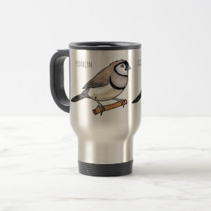 Caneca Térmica Double-barred finch bird cartoon illustration 