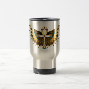 Caneca Térmica Dourada Ankh com Asas