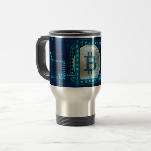 Caneca Térmica Dourado Bitcoin Cryptocurrency Blocchain Blue Silv