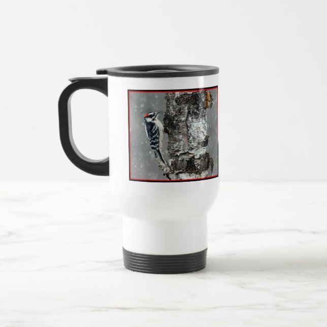 Caneca Térmica Downy Woodpecker em Neve - Foto Original (Esquerda)