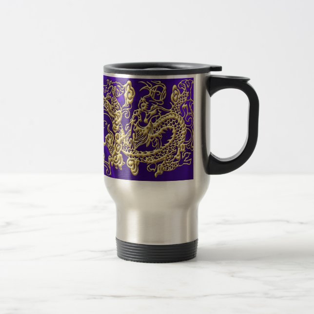 Caneca Térmica Dragão Dourado com relevo no Impressão de Satin Ro (Direita)