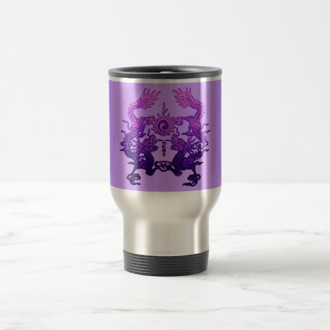 Caneca Térmica Dragões CHINESES do roxo do ANO NOVO (Centro)