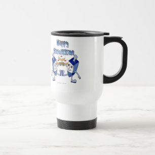 Caneca Térmica Dreidels Dançantes e Rosquinhas de Hanukkah