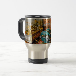 Caneca Térmica Duas Carretas de Pesca em Ambiente Vintage - Perso