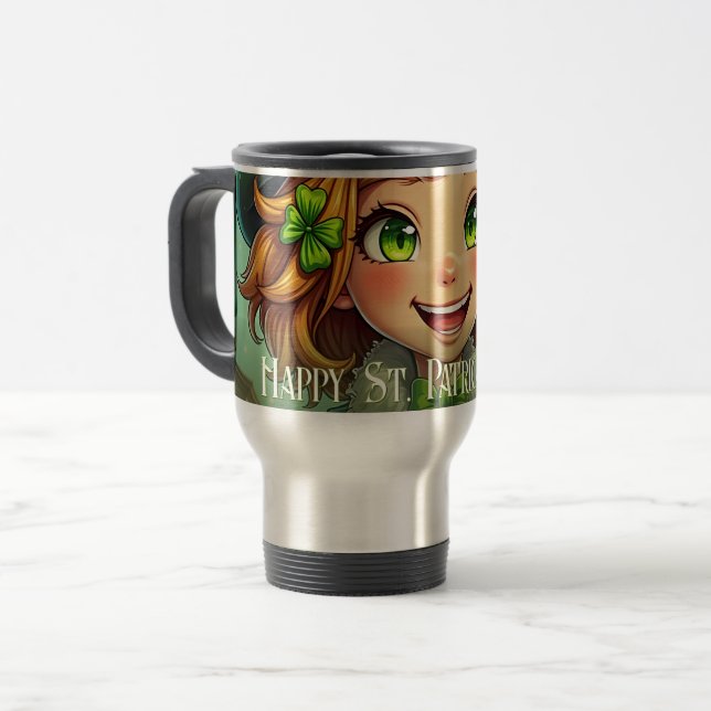 Caneca Térmica Duende Alegre - Dia de São Patrício Sorte (Frente Esquerda)