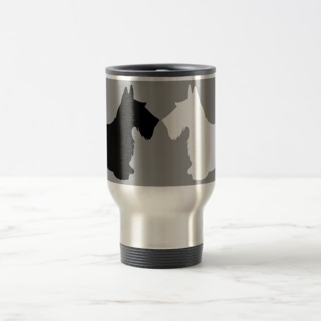 Caneca Térmica Dueto da silhueta de Terrier do Scottish (Centro)