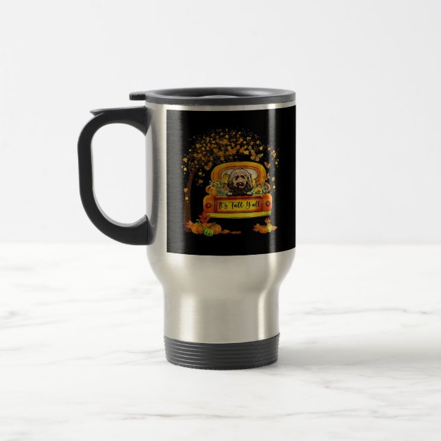 Caneca Térmica É Pumpkin de Goldendoodle e Ação de Graças (Esquerda)