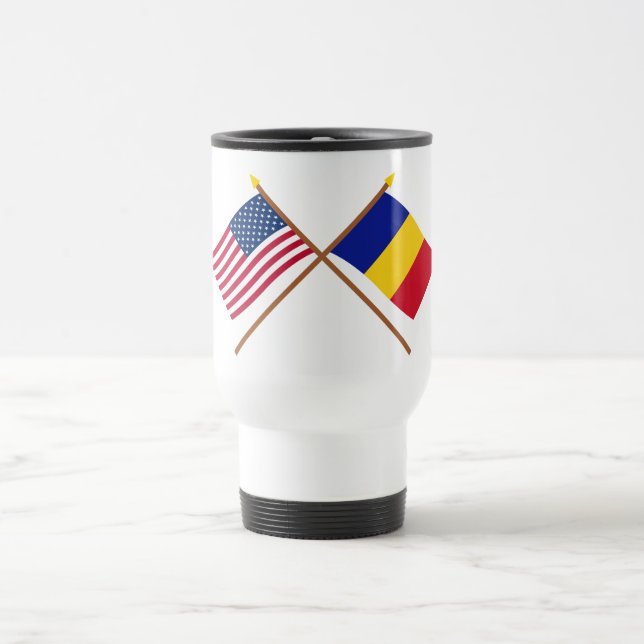 Caneca Térmica E.U. e bandeiras cruzadas Romania (Centro)