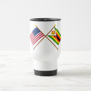 Caneca Térmica E.U. e bandeiras cruzadas Zimbabwe