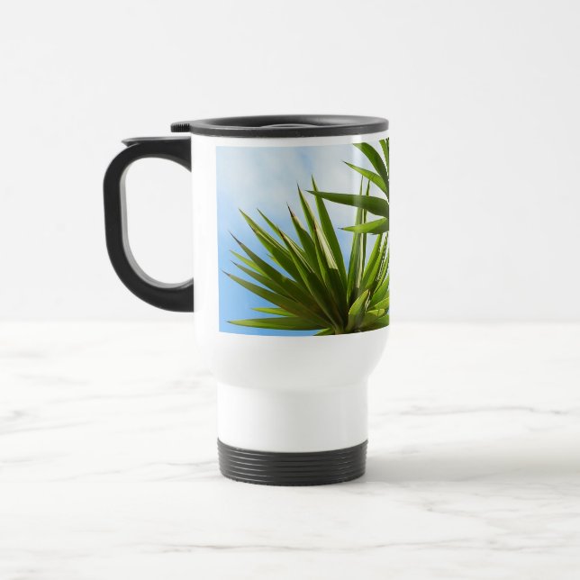 Caneca Térmica Efeito de Pintura de Folhas de Palmeira Yucca Trop (Esquerda)