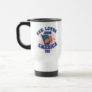 Caneca Térmica Ela Ama Jesus e a América Cristã Patriótica